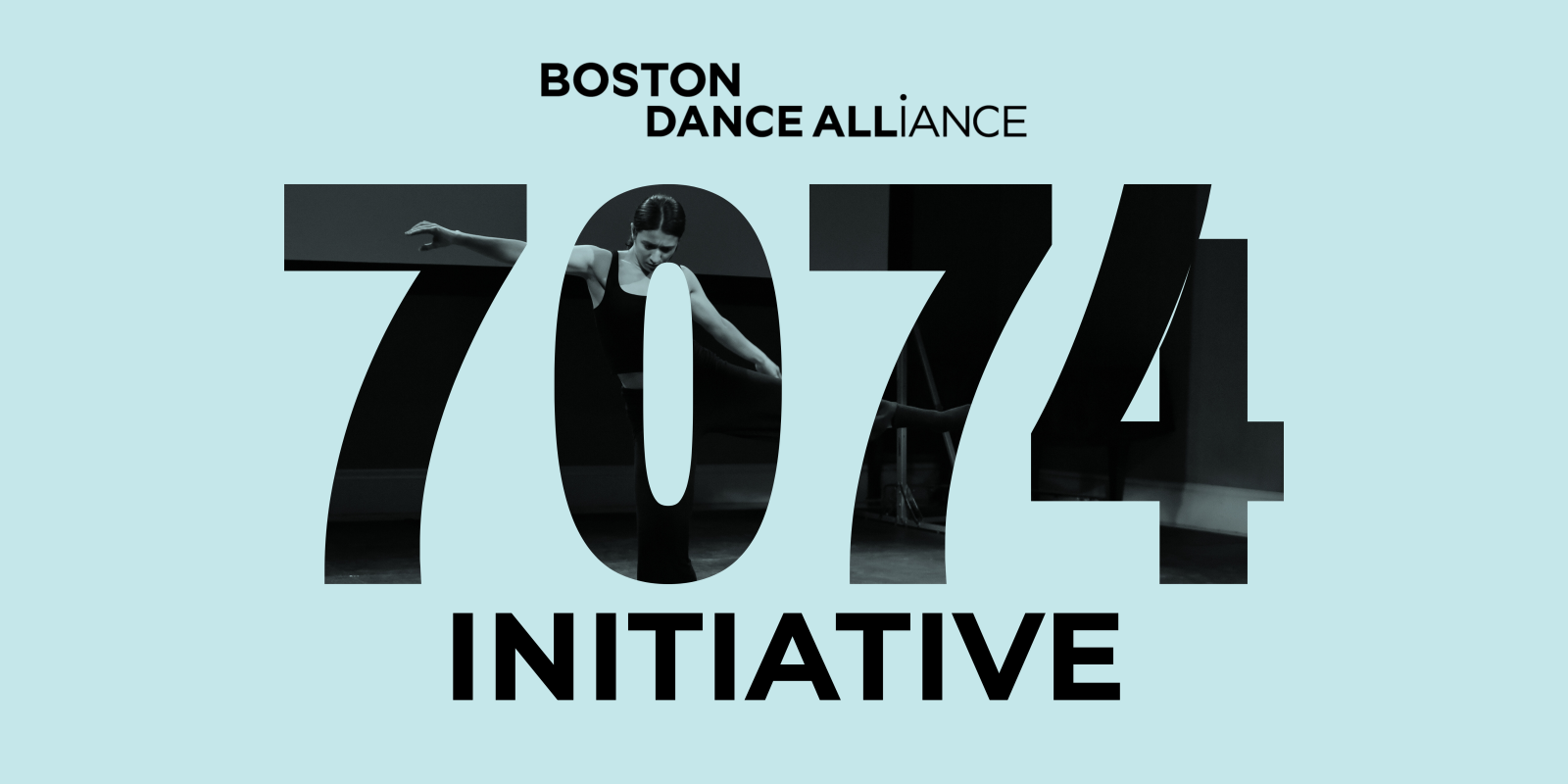 7074 Initiative Logo with image of dancer behind the numbers